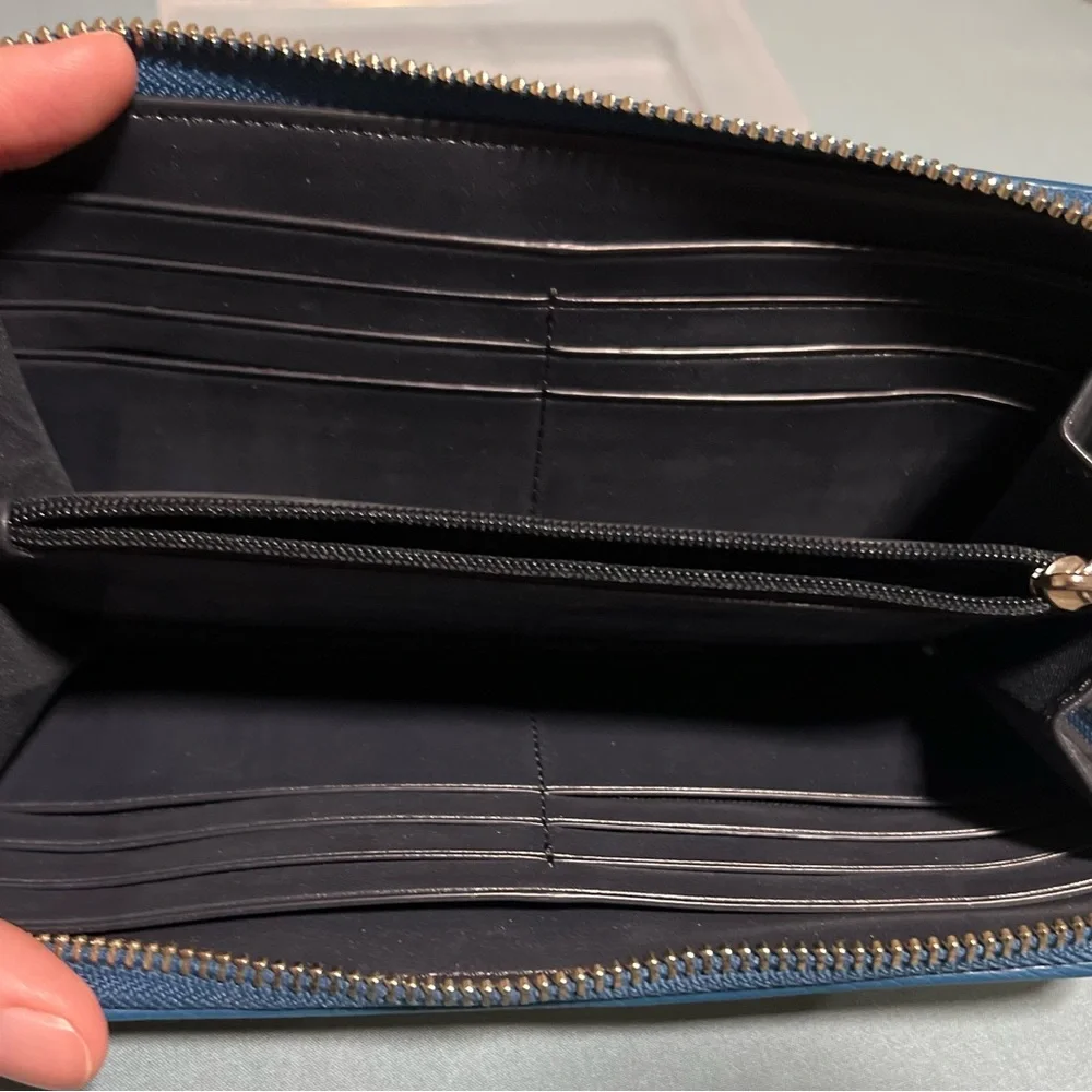 Coach Signature Brown and Tan Zip Wallet - Picture 3 of 3